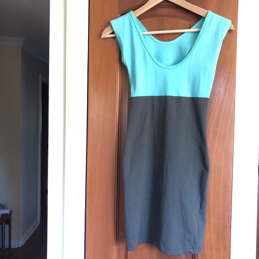 American Apparel mini dress bodycon mint and grey